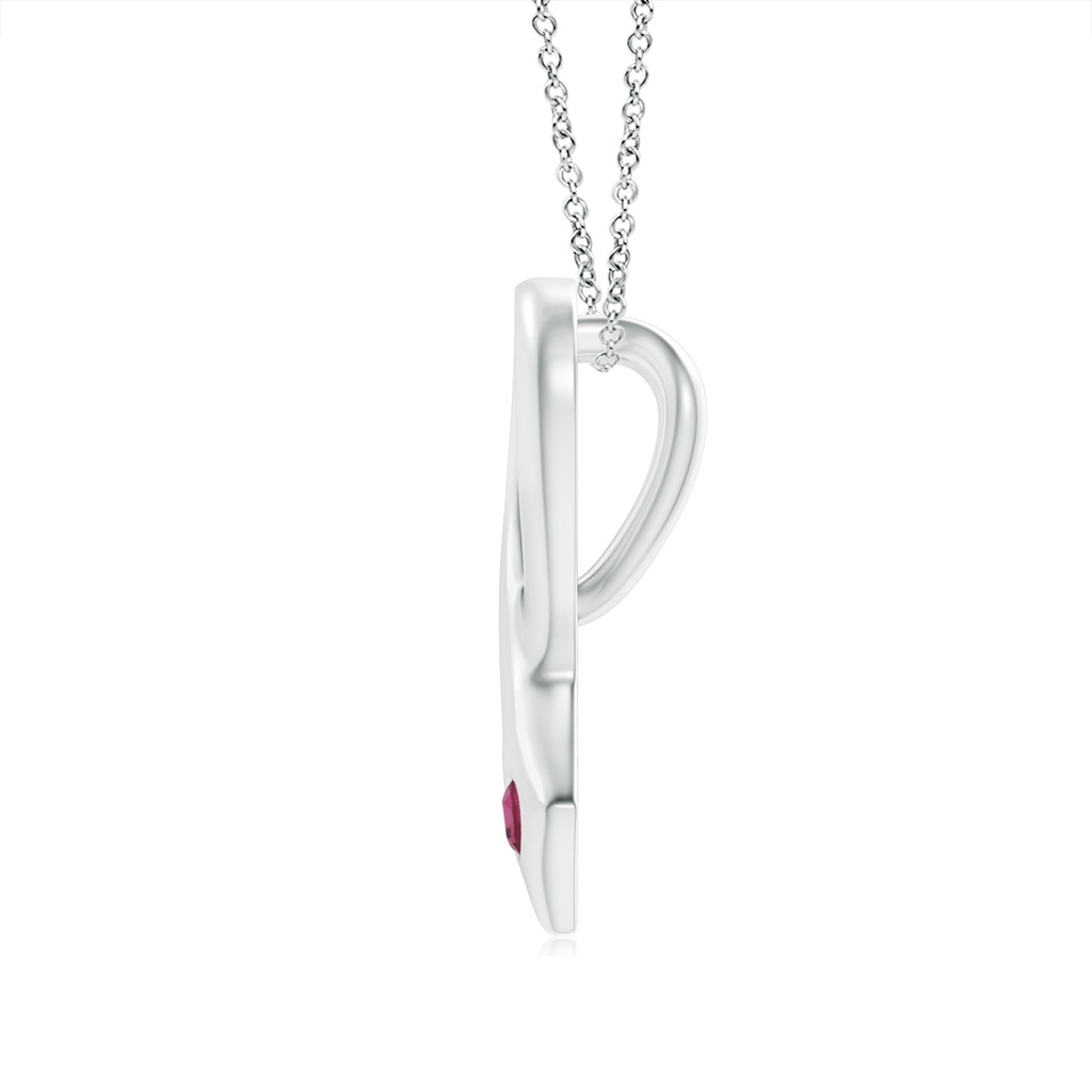 2.5mm AAAA Gypsy-Set Round Pink Tourmaline Ribbon Pendant in White Gold - side 199