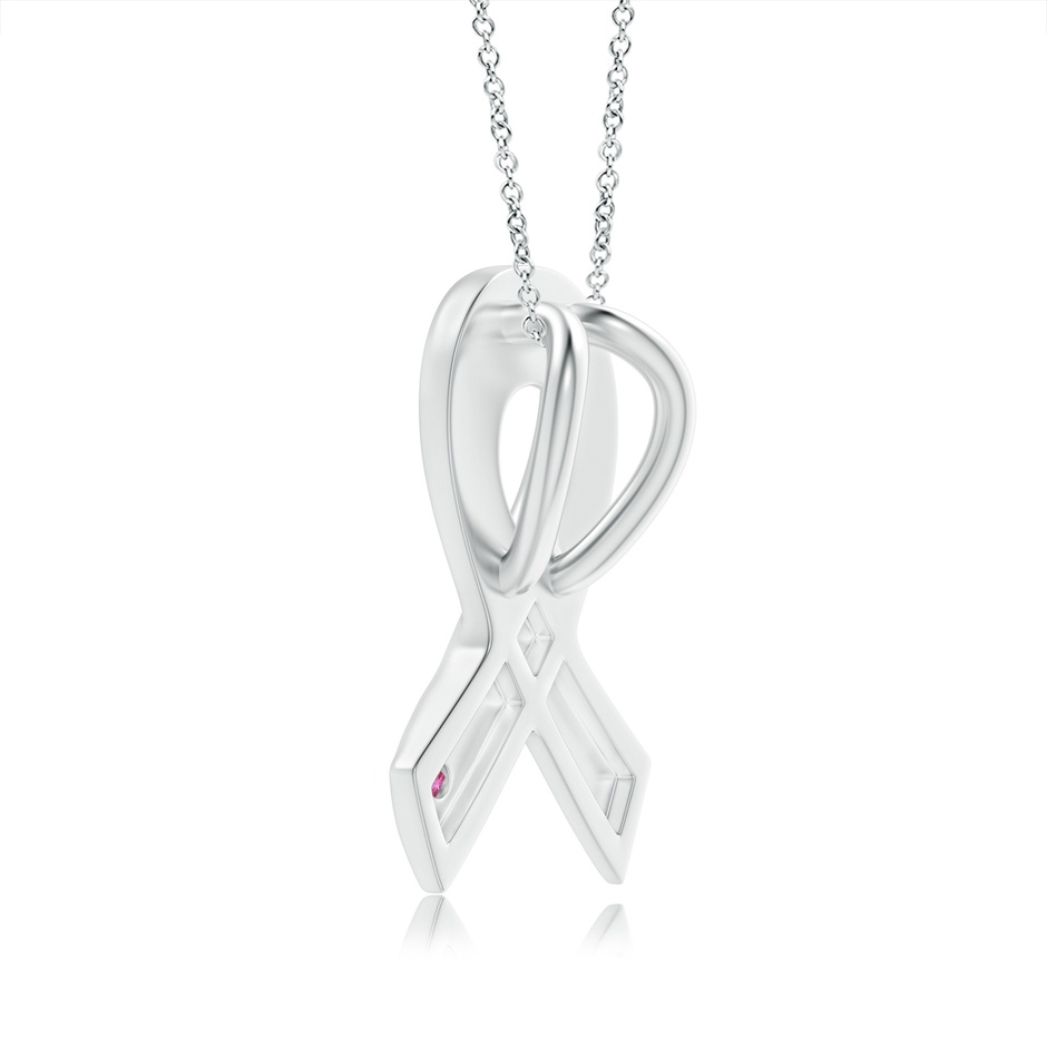 2.5mm AAAA Gypsy-Set Round Pink Tourmaline Ribbon Pendant in White Gold side 299