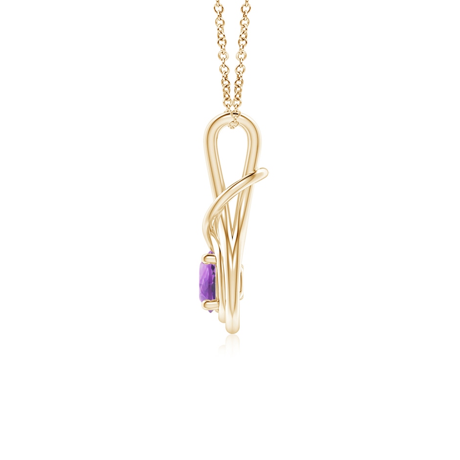 5mm A Round Amethyst Solitaire Infinity Knot Pendant in Yellow Gold side 199