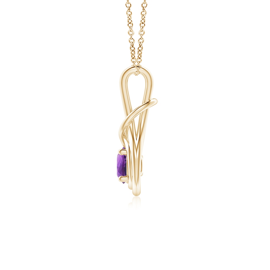 5mm AAA Round Amethyst Solitaire Infinity Knot Pendant in Yellow Gold side 199
