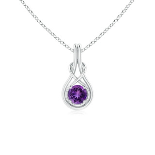5mm AAAA Round Amethyst Solitaire Infinity Knot Pendant in P950 Platinum