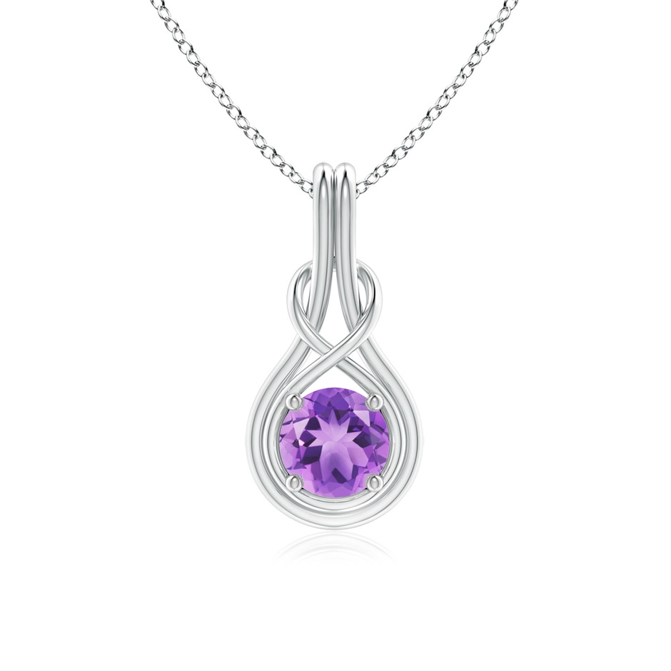 6mm A Round Amethyst Solitaire Infinity Knot Pendant in P950 Platinum 