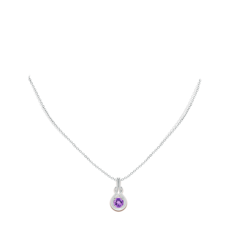 6mm A Round Amethyst Solitaire Infinity Knot Pendant in P950 Platinum pen