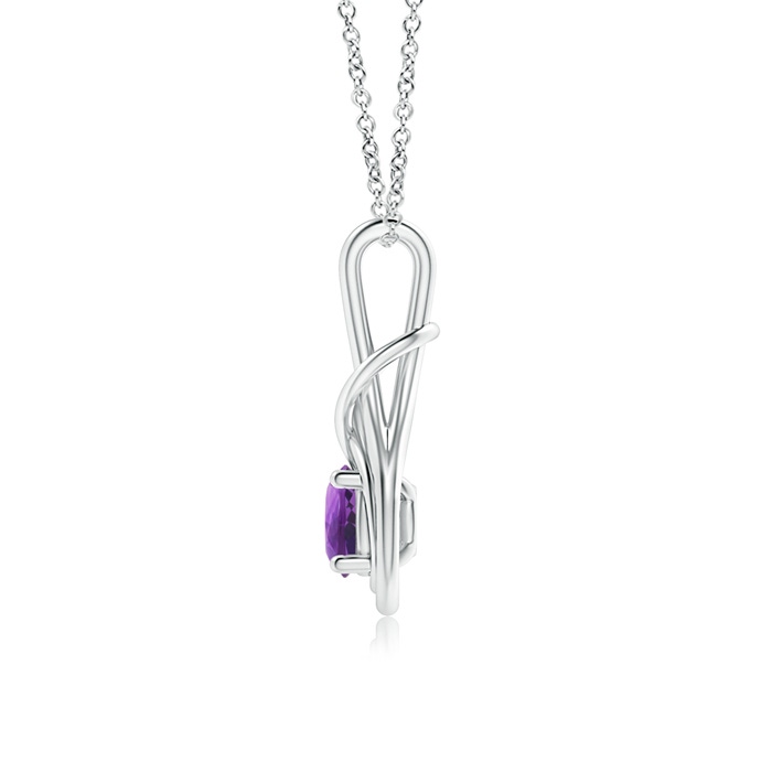 6mm AAA Round Amethyst Solitaire Infinity Knot Pendant in White Gold side 1