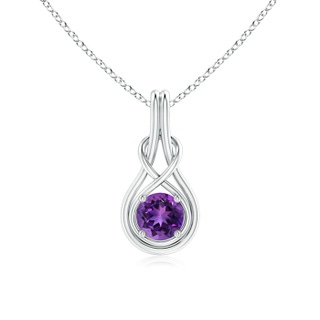 6mm AAAA Round Amethyst Solitaire Infinity Knot Pendant in P950 Platinum