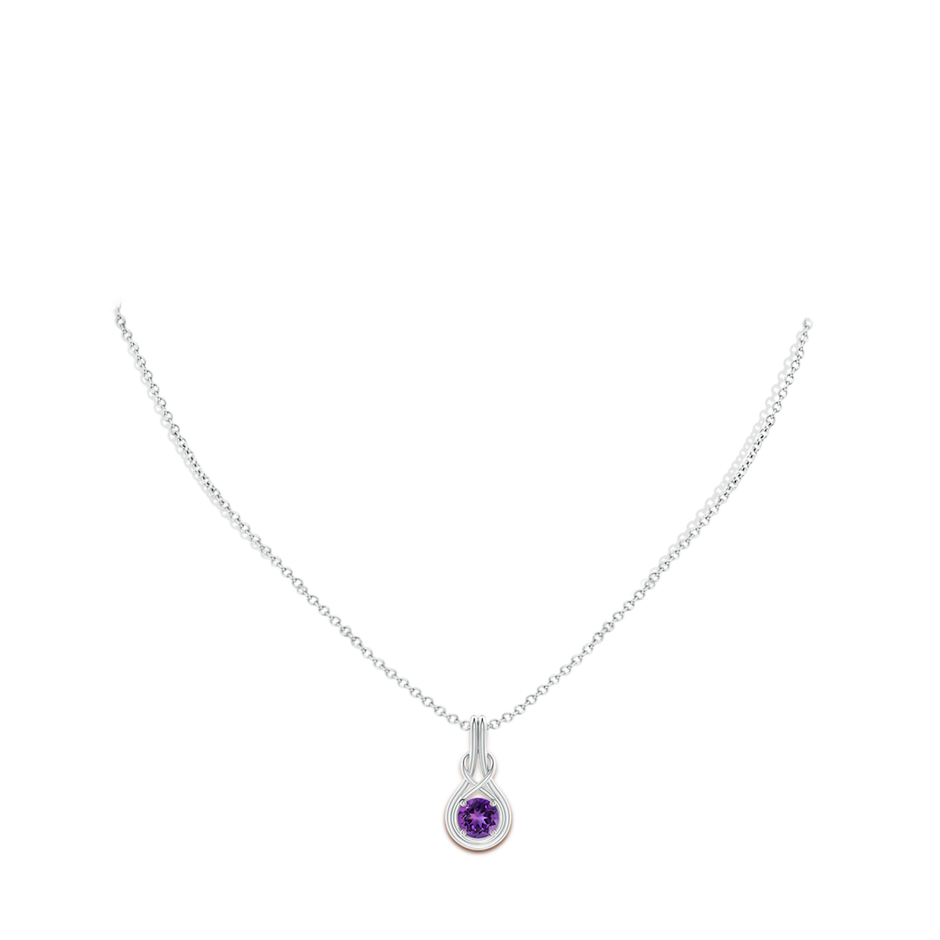 6mm AAAA Round Amethyst Solitaire Infinity Knot Pendant in P950 Platinum pen