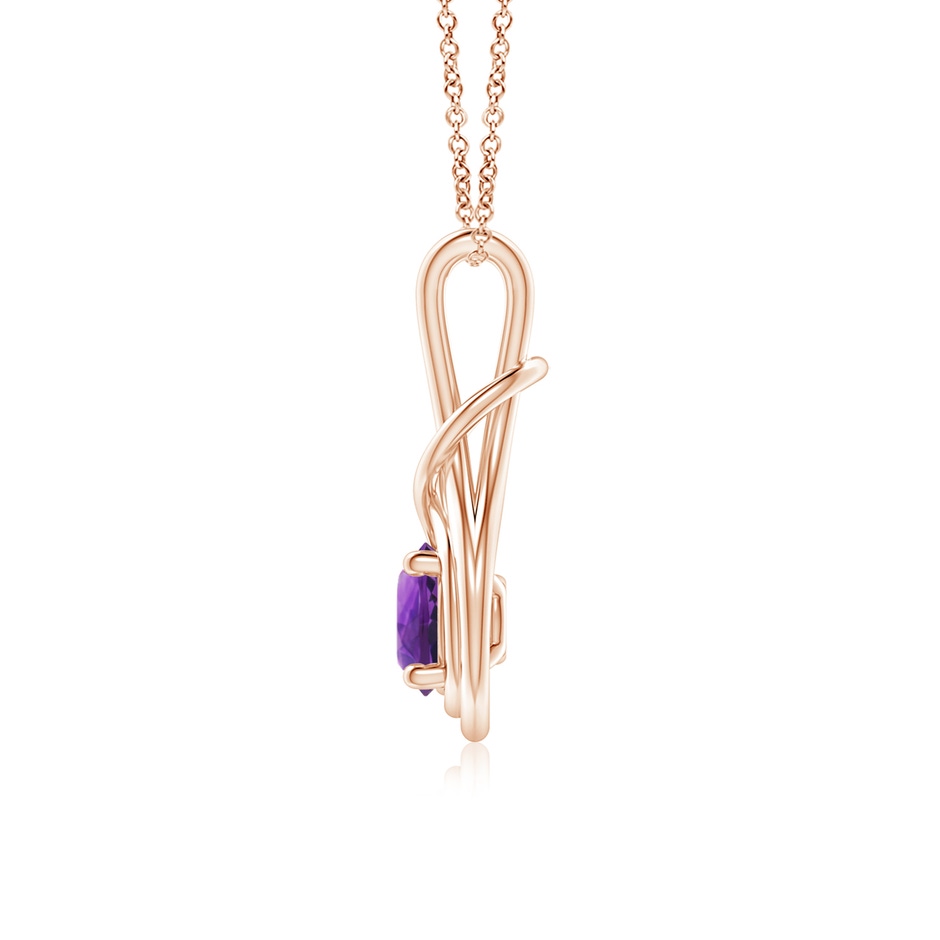 6mm AAAA Round Amethyst Solitaire Infinity Knot Pendant in Rose Gold side 199