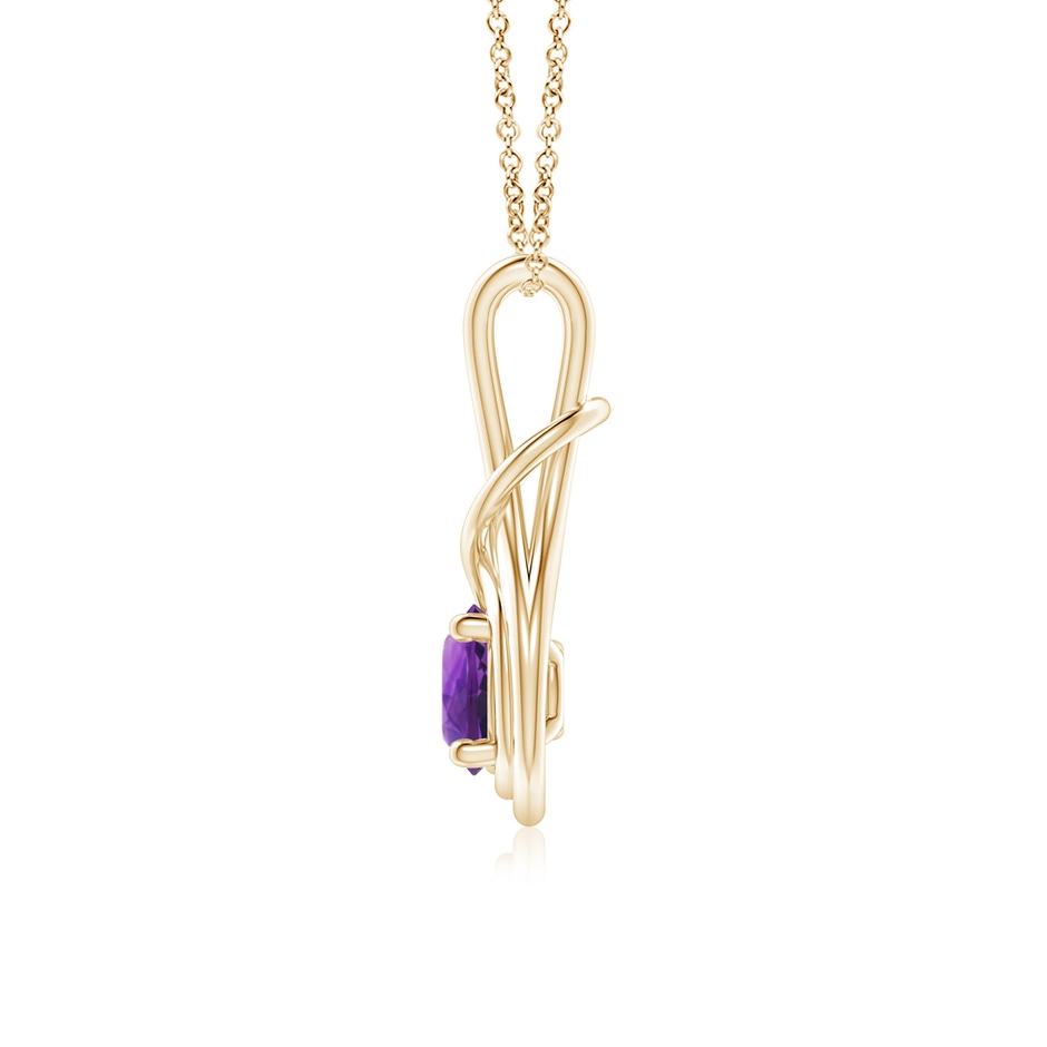 6mm AAAA Round Amethyst Solitaire Infinity Knot Pendant in Yellow Gold side 199