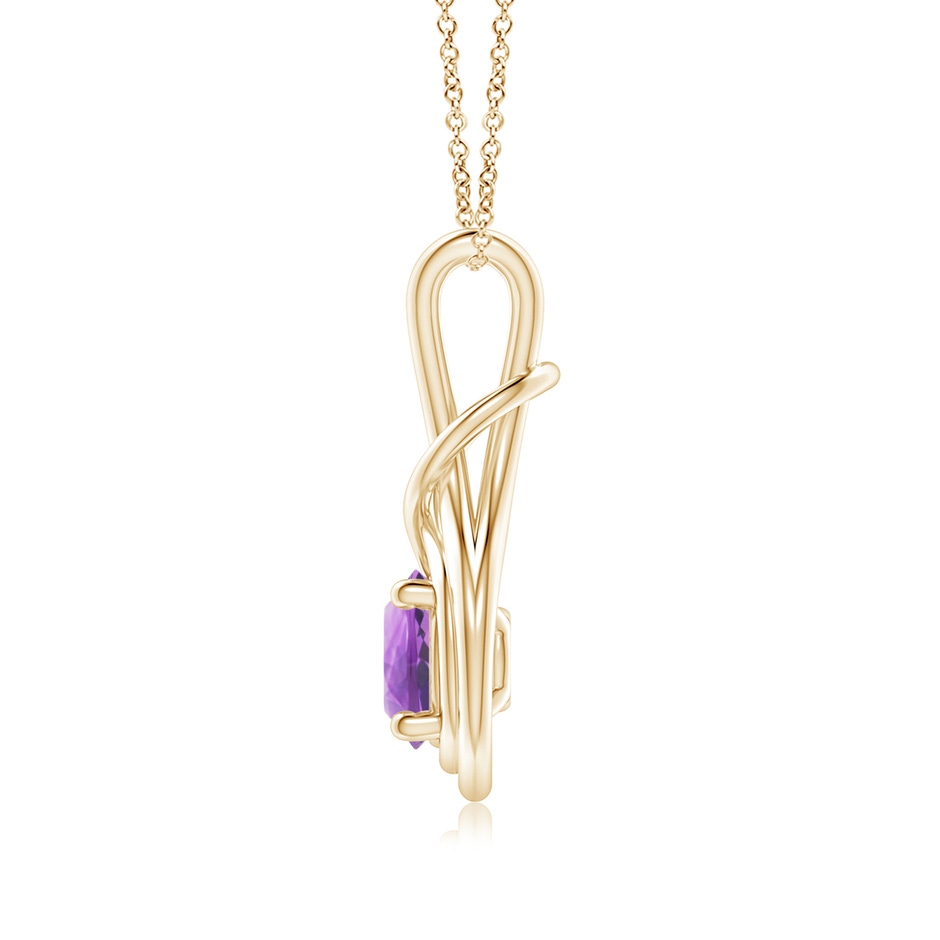 7mm A Round Amethyst Solitaire Infinity Knot Pendant in 18K Yellow Gold side 199