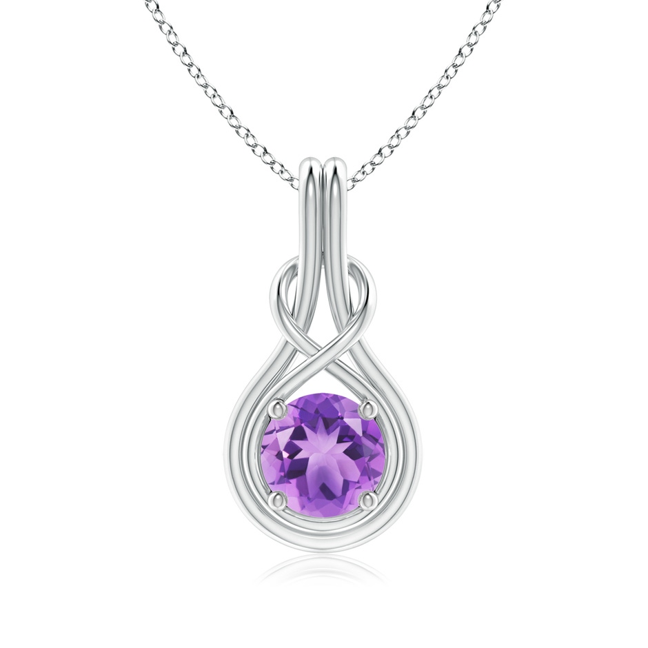 7mm A Round Amethyst Solitaire Infinity Knot Pendant in P950 Platinum 