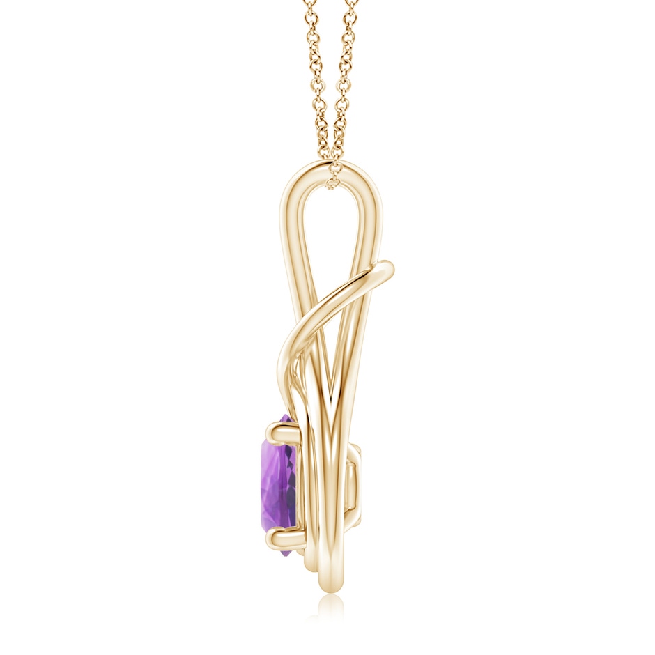 8mm A Round Amethyst Solitaire Infinity Knot Pendant in Yellow Gold side 199
