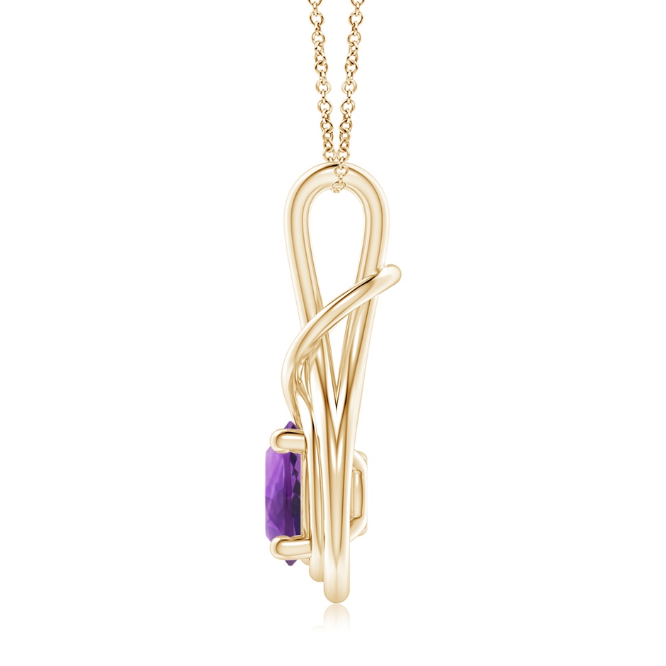 8mm AAA Round Amethyst Solitaire Infinity Knot Pendant in 18K Yellow Gold side 199