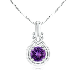 8mm AAAA Round Amethyst Solitaire Infinity Knot Pendant in P950 Platinum