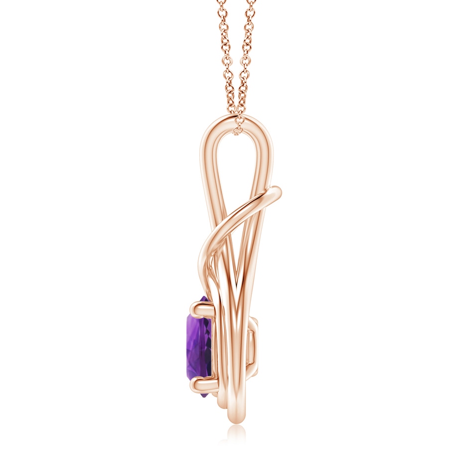 8mm AAAA Round Amethyst Solitaire Infinity Knot Pendant in Rose Gold side 199