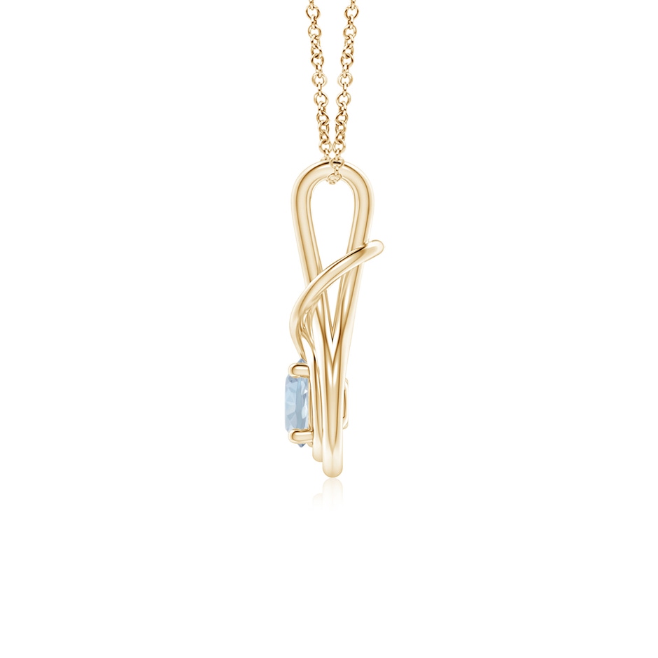 5mm A Round Aquamarine Solitaire Infinity Knot Pendant in Yellow Gold side 199