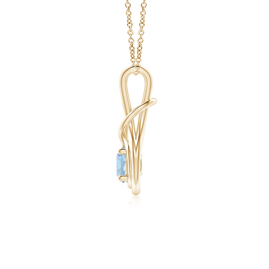 5mm AA Round Aquamarine Solitaire Infinity Knot Pendant in Yellow Gold side 199
