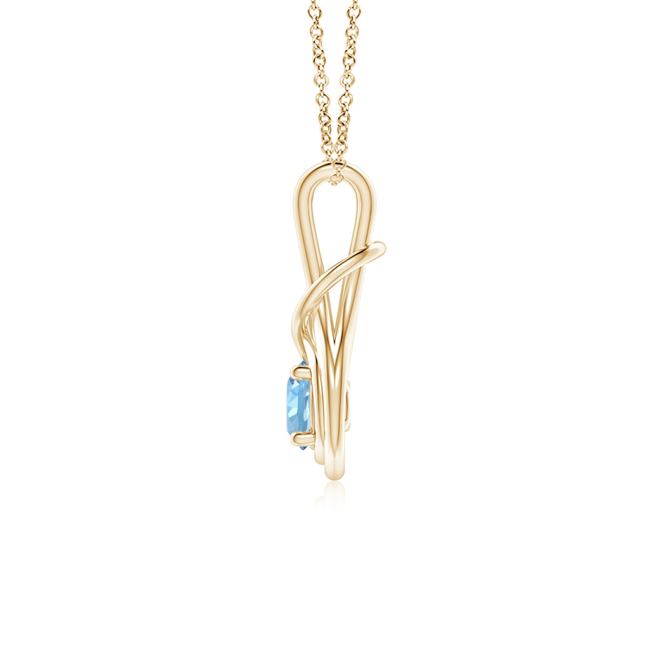 5mm AAAA Round Aquamarine Solitaire Infinity Knot Pendant in Yellow Gold side 199