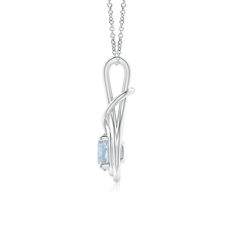 6mm A Round Aquamarine Solitaire Infinity Knot Pendant in P950 Platinum side 199