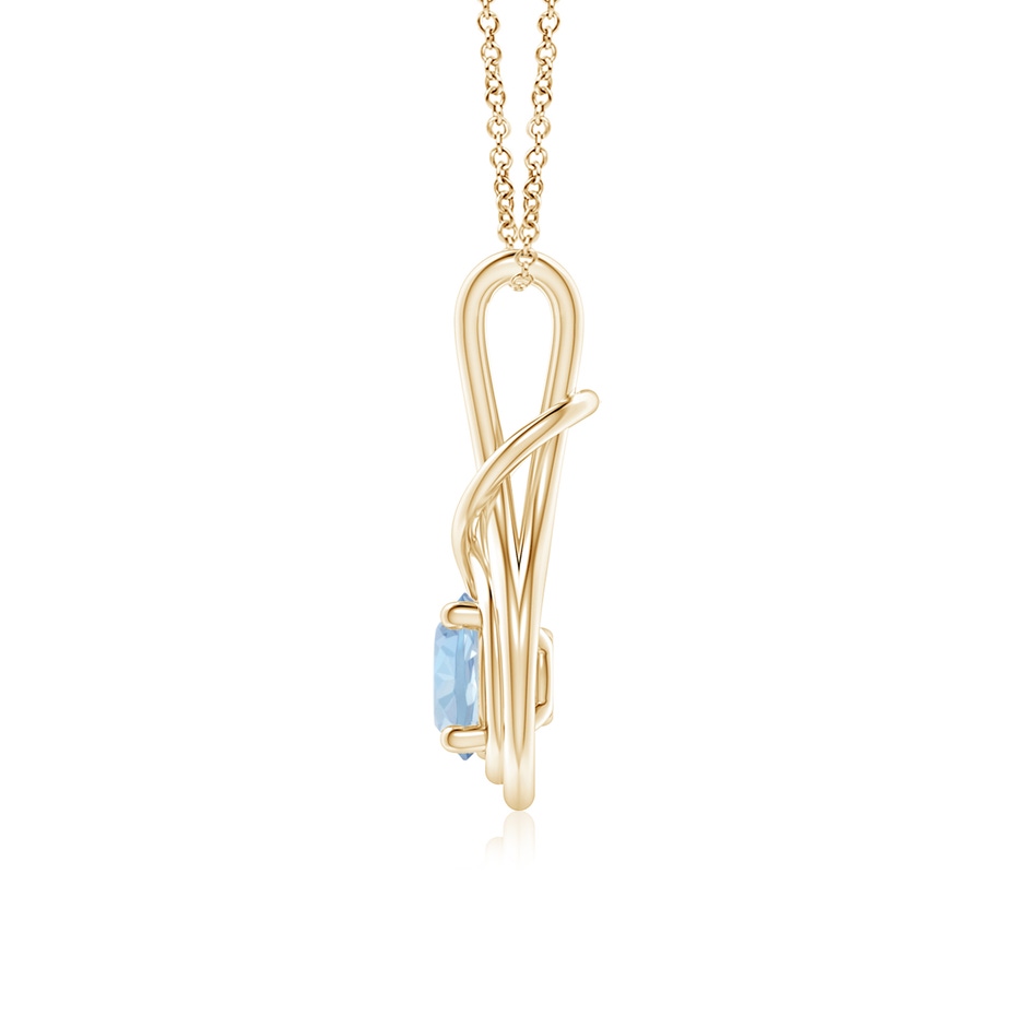 6mm AA Round Aquamarine Solitaire Infinity Knot Pendant in Yellow Gold side 199