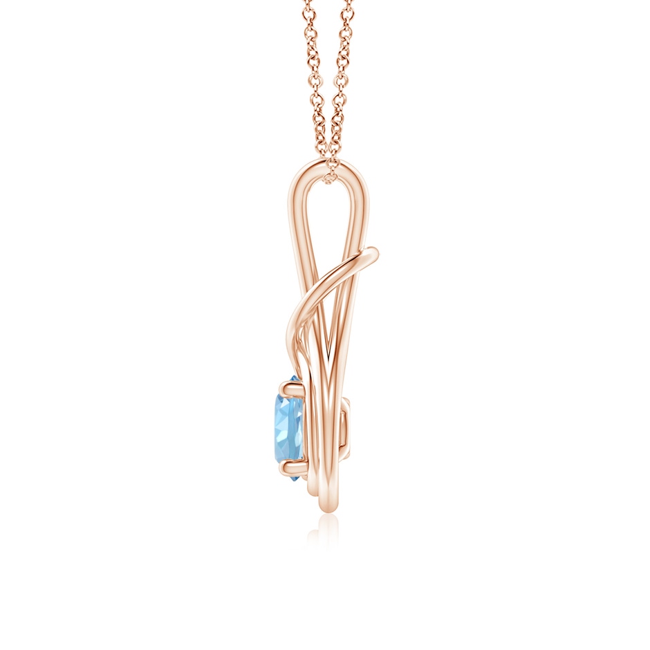 6mm AAAA Round Aquamarine Solitaire Infinity Knot Pendant in Rose Gold side 199