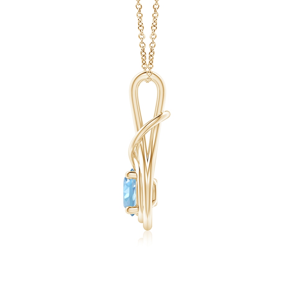 6mm AAAA Round Aquamarine Solitaire Infinity Knot Pendant in Yellow Gold side 199