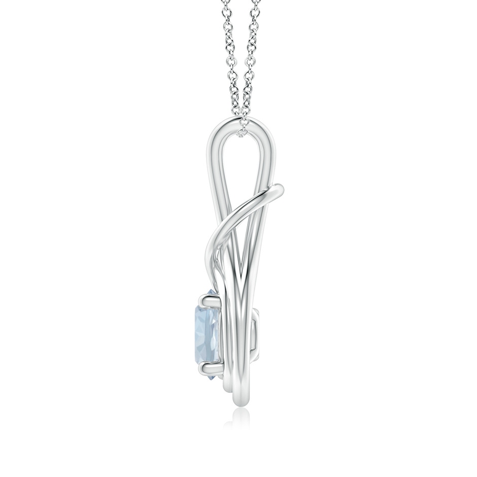 7mm A Round Aquamarine Solitaire Infinity Knot Pendant in P950 Platinum side 199