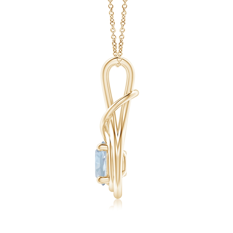 7mm A Round Aquamarine Solitaire Infinity Knot Pendant in Yellow Gold side 199
