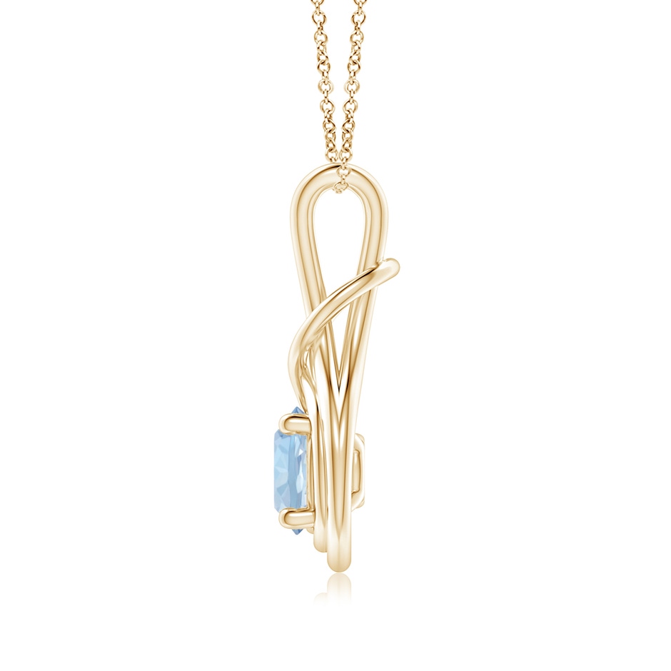 7mm AA Round Aquamarine Solitaire Infinity Knot Pendant in Yellow Gold side 199
