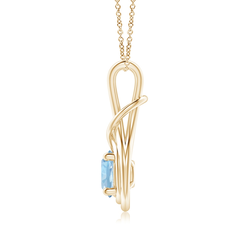 7mm AAA Round Aquamarine Solitaire Infinity Knot Pendant in Yellow Gold side 199