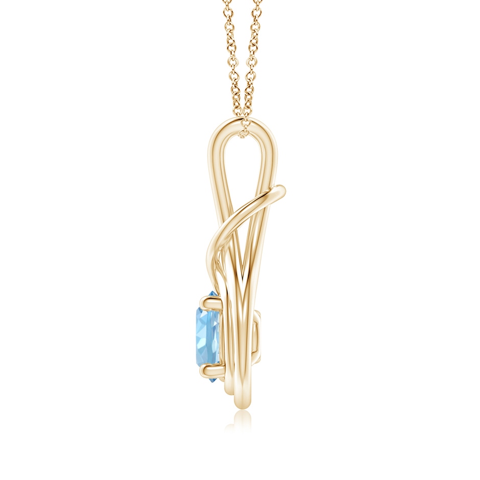 7mm AAAA Round Aquamarine Solitaire Infinity Knot Pendant in Yellow Gold side 199