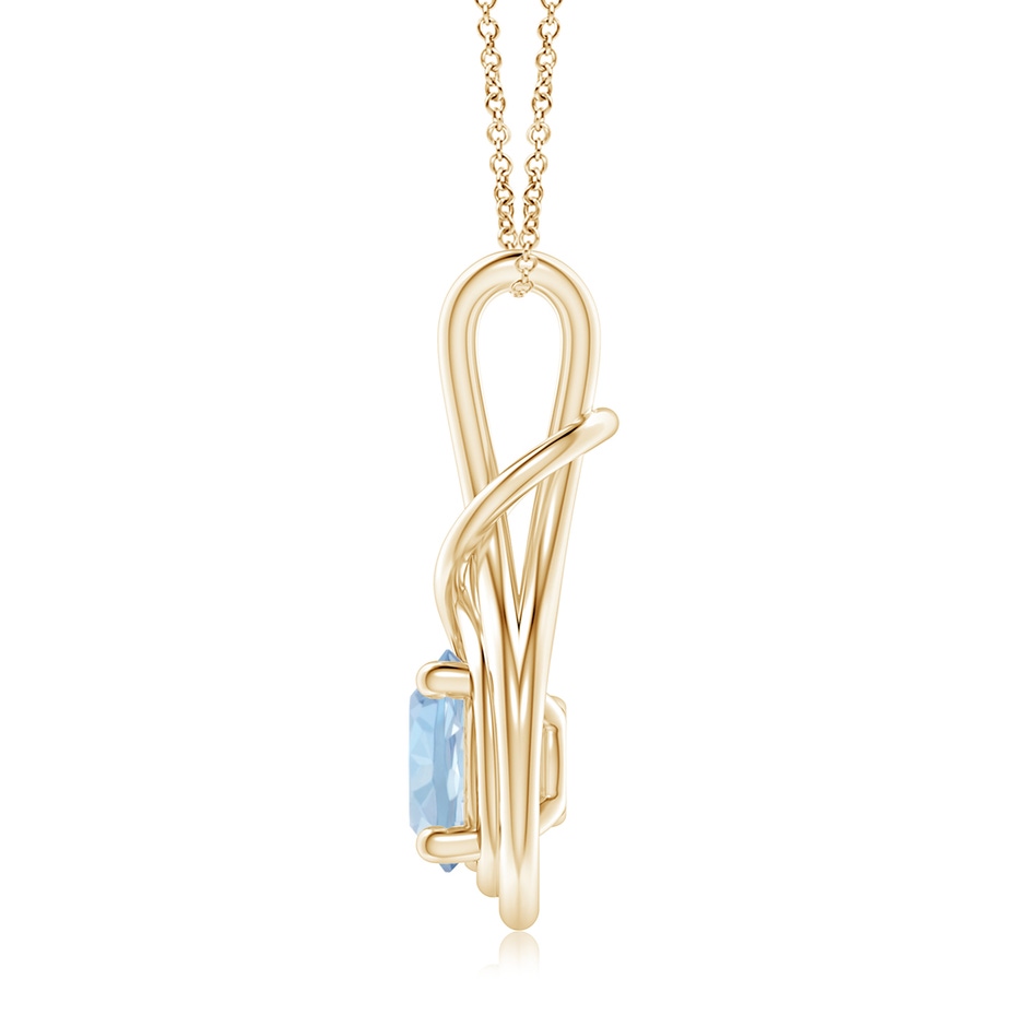 8mm AA Round Aquamarine Solitaire Infinity Knot Pendant in Yellow Gold side 199