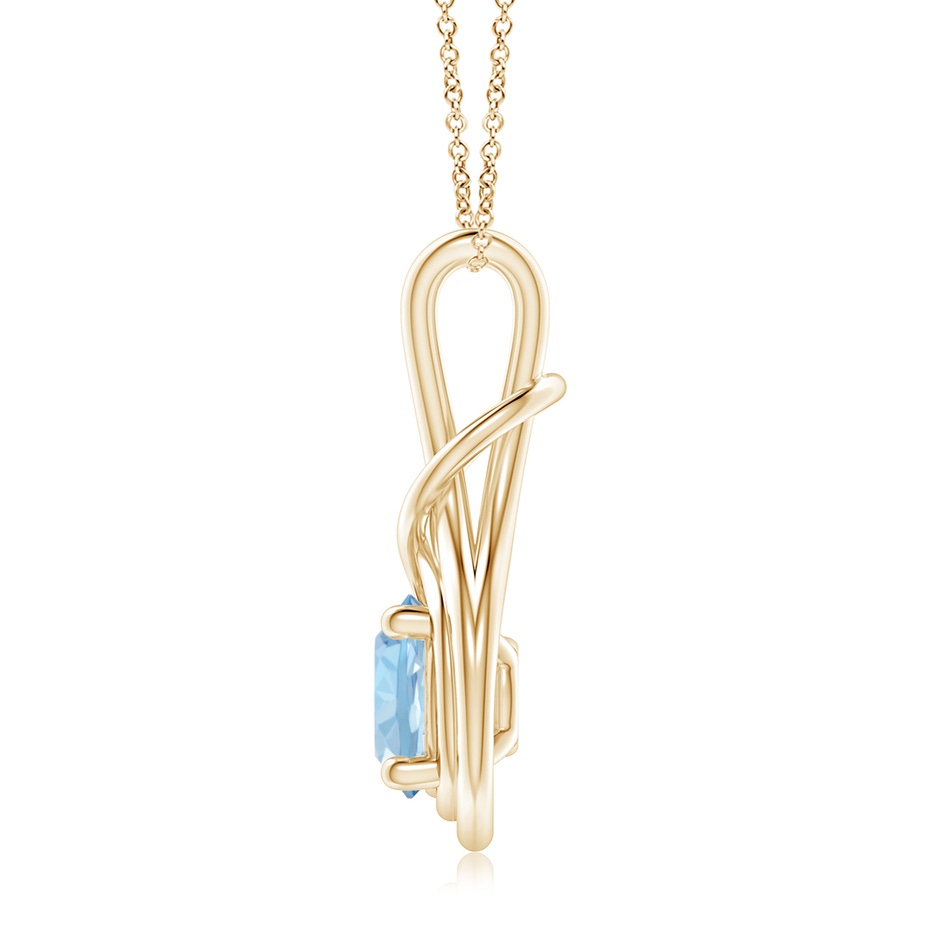 8mm AAA Round Aquamarine Solitaire Infinity Knot Pendant in Yellow Gold side 199