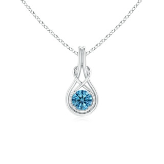 5.1mm AAAA Round Fancy Intense Blue Diamond Solitaire Infinity Knot Pendant in P950 Platinum