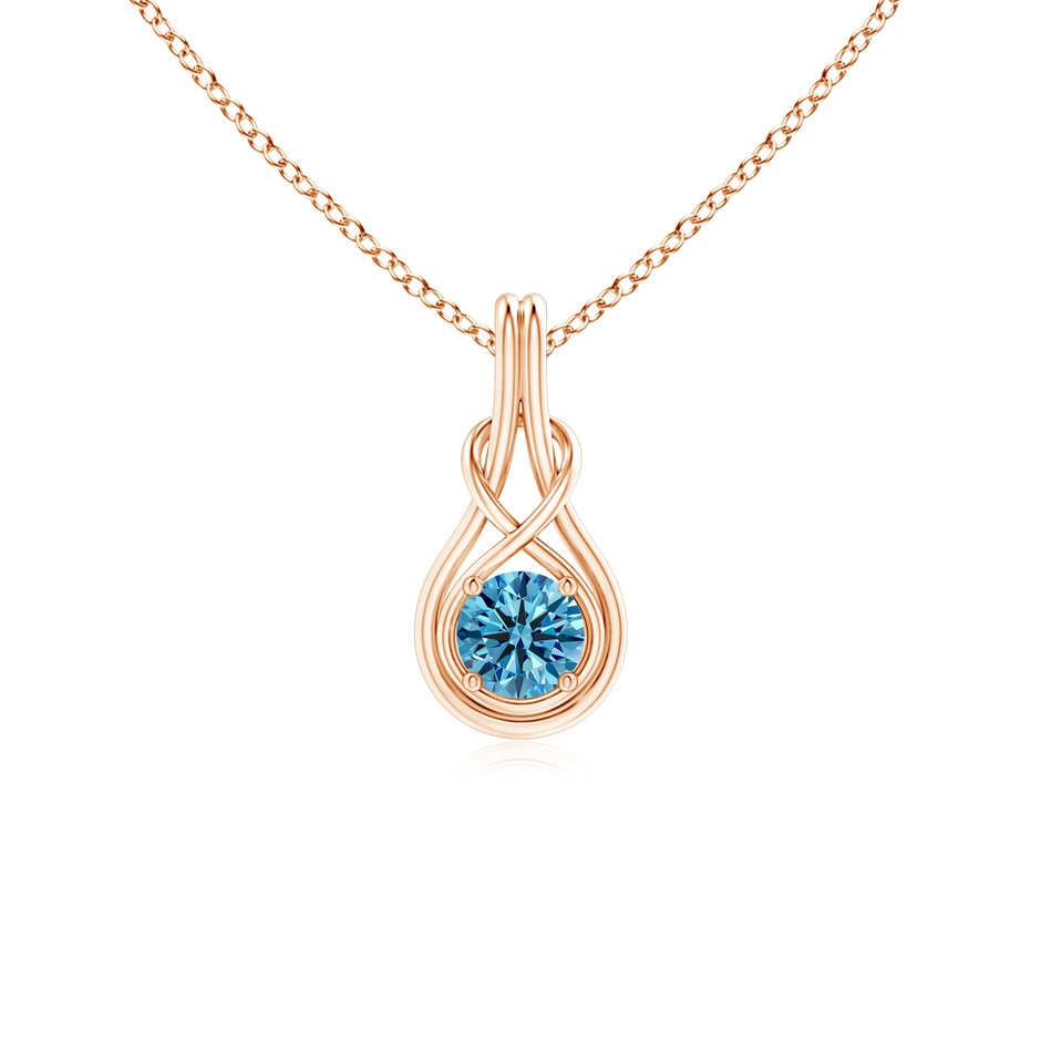 5.1mm AAAA Round Fancy Intense Blue Diamond Solitaire Infinity Knot Pendant in Rose Gold 