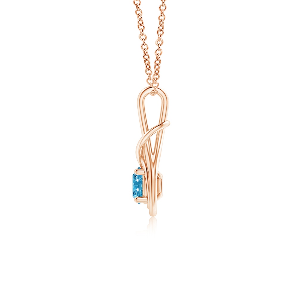 5.1mm AAAA Round Fancy Intense Blue Diamond Solitaire Infinity Knot Pendant in Rose Gold - side 199
