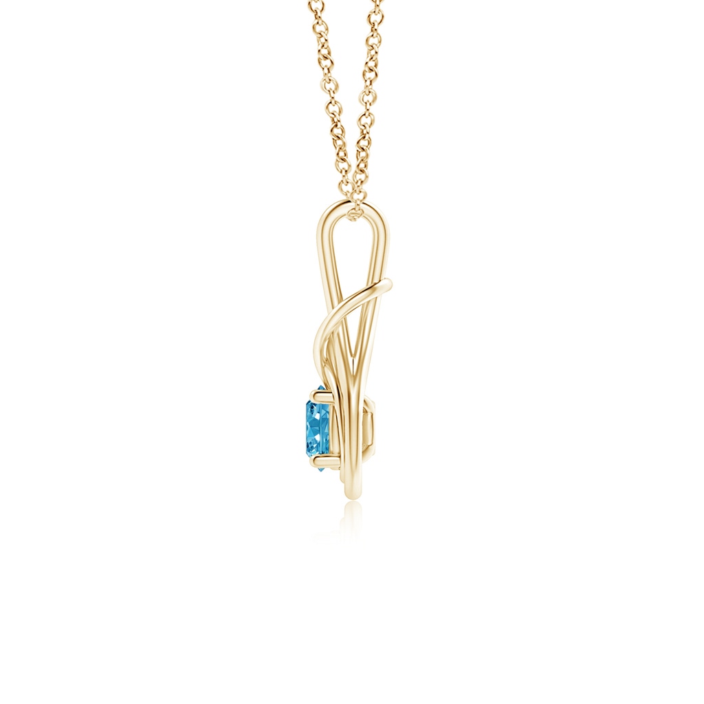5.1mm AAAA Round Fancy Intense Blue Diamond Solitaire Infinity Knot Pendant in Yellow Gold - side 199