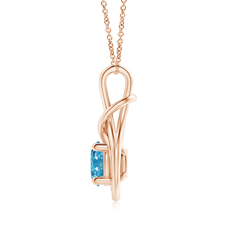 8.1mm AAAA Round Fancy Intense Blue Diamond Solitaire Infinity Knot Pendant in Rose Gold side 199
