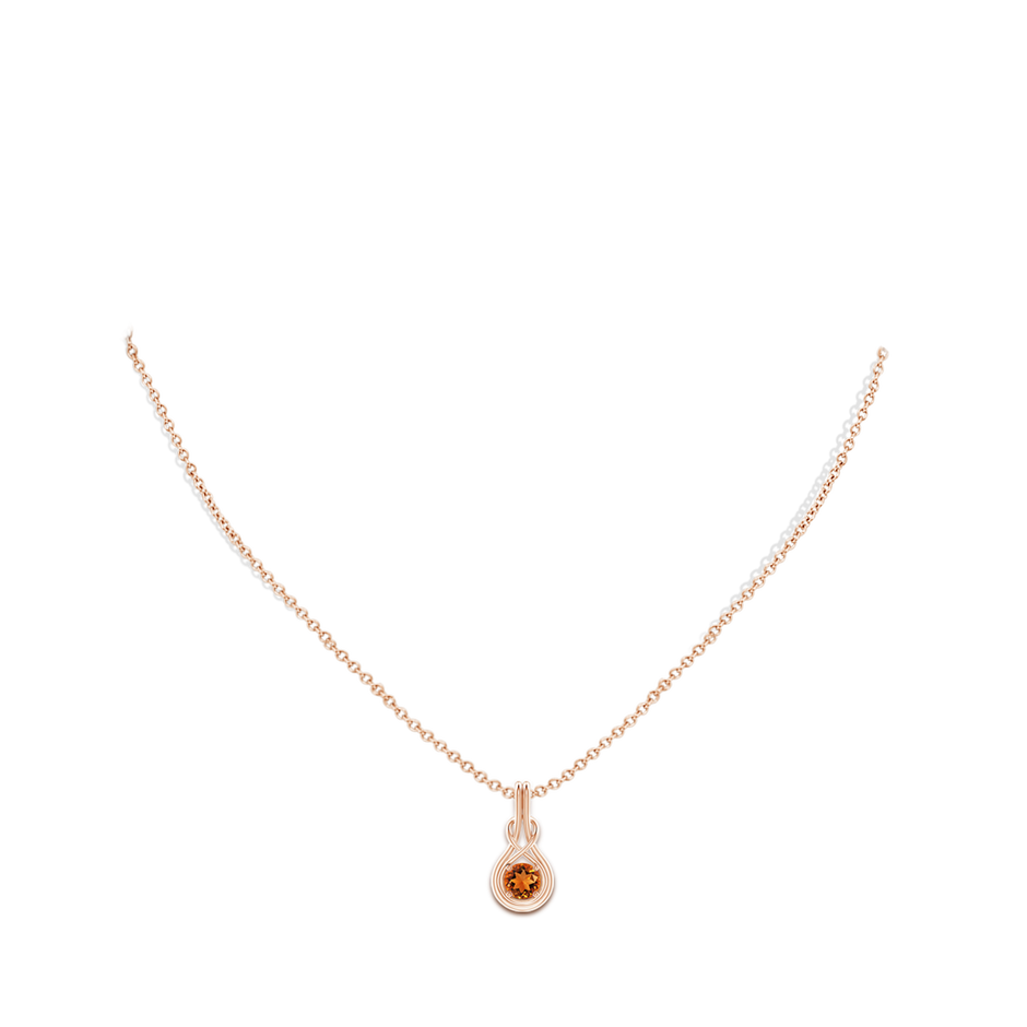 5mm AAAA Round Citrine Solitaire Infinity Knot Pendant in Rose Gold pen
