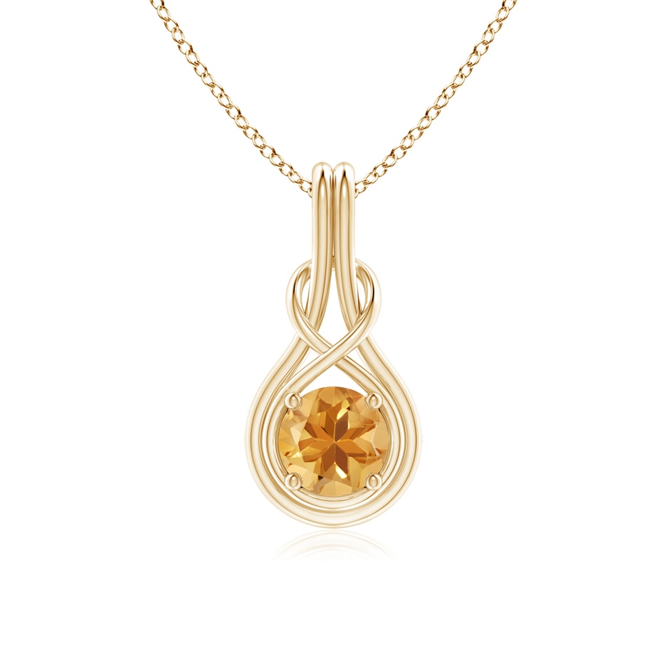 6mm A Round Citrine Solitaire Infinity Knot Pendant in Yellow Gold 