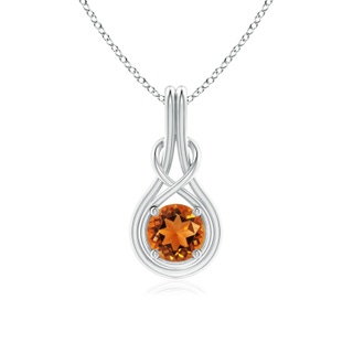 6mm AAAA Round Citrine Solitaire Infinity Knot Pendant in P950 Platinum