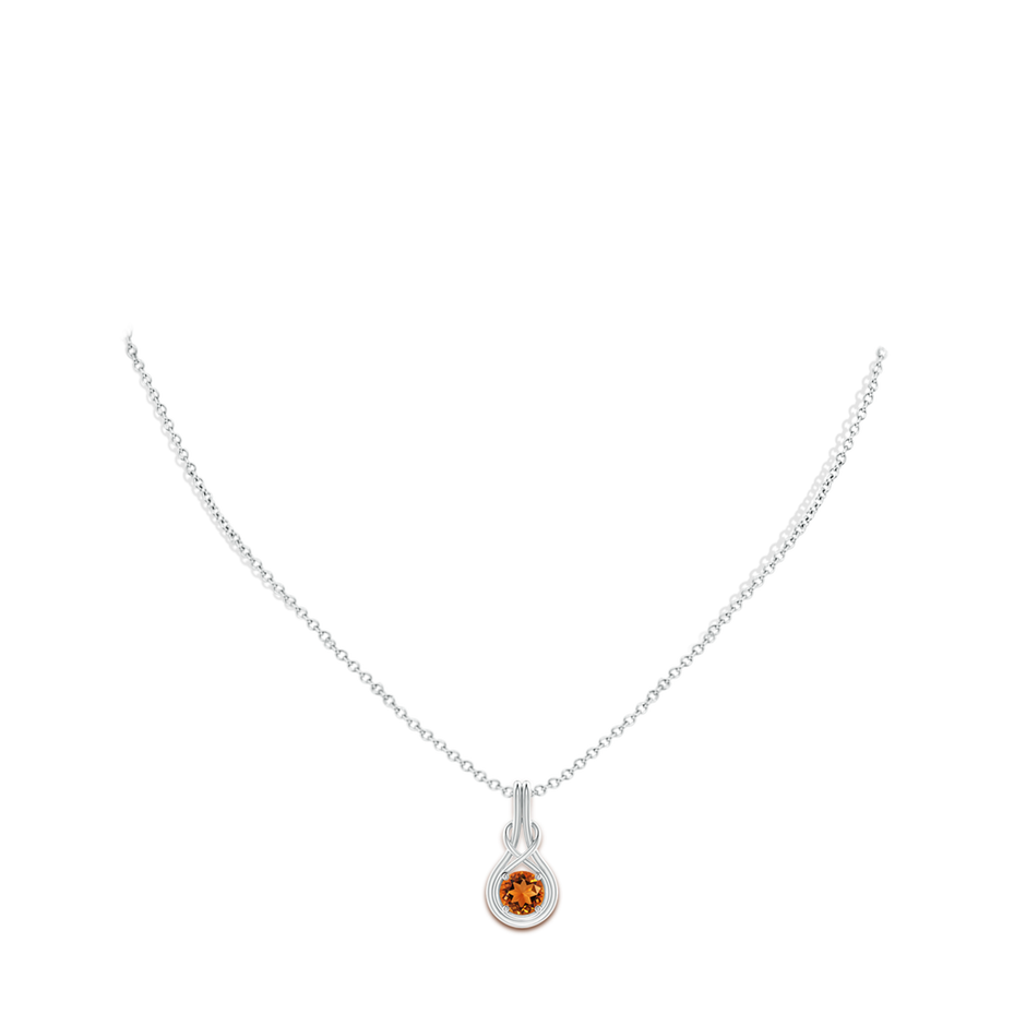 6mm AAAA Round Citrine Solitaire Infinity Knot Pendant in P950 Platinum pen