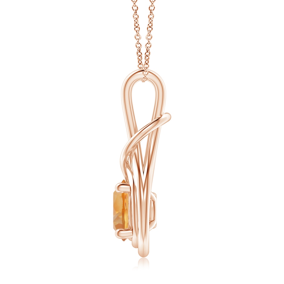 8mm AA Round Citrine Solitaire Infinity Knot Pendant in Rose Gold side 199