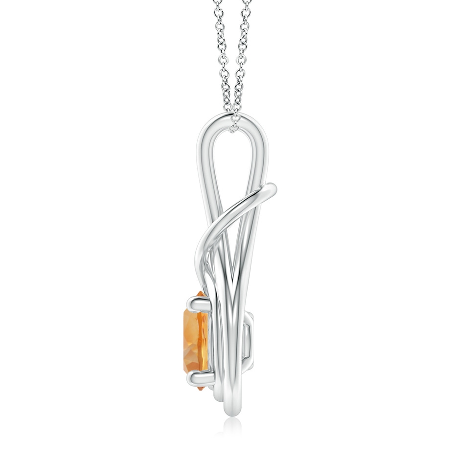 8mm AA Round Citrine Solitaire Infinity Knot Pendant in White Gold side 199