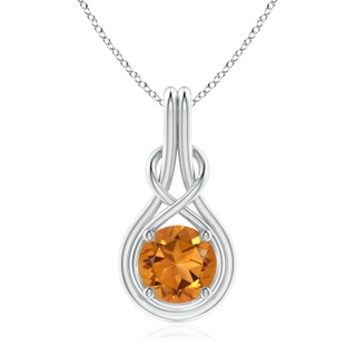 8mm AAA Round Citrine Solitaire Infinity Knot Pendant in P950 Platinum