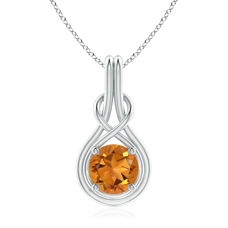 8mm AAA Round Citrine Solitaire Infinity Knot Pendant in P950 Platinum 