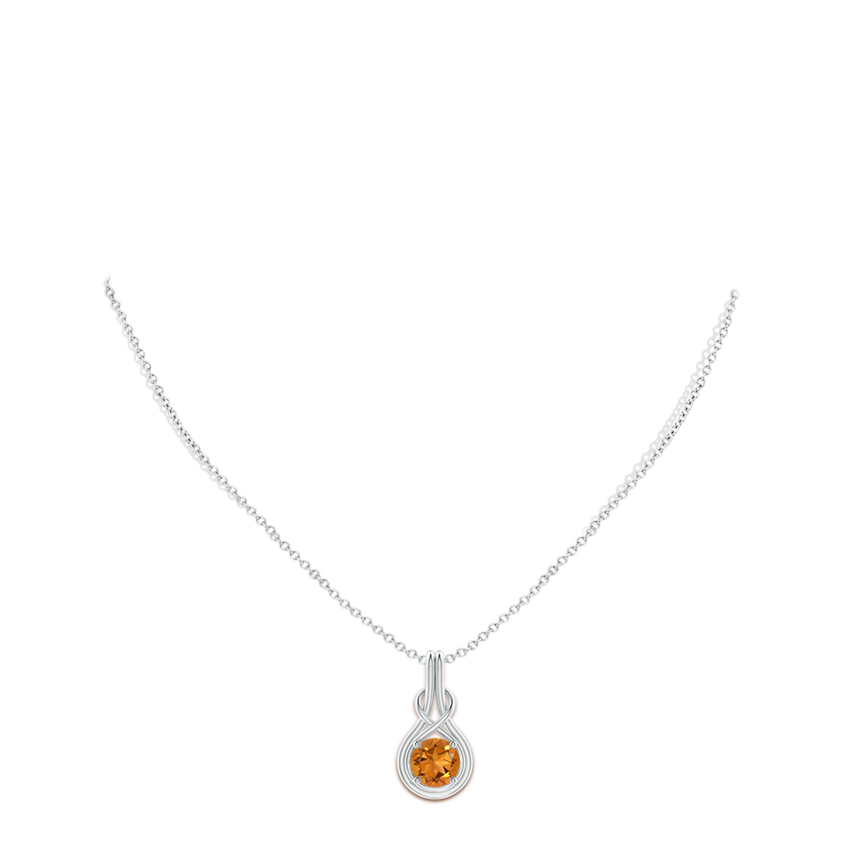 8mm AAA Round Citrine Solitaire Infinity Knot Pendant in P950 Platinum pen