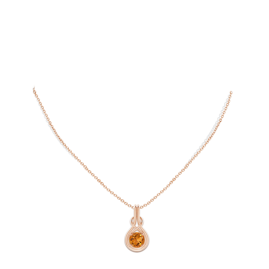 8mm AAA Round Citrine Solitaire Infinity Knot Pendant in Rose Gold pen