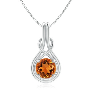 8mm AAAA Round Citrine Solitaire Infinity Knot Pendant in P950 Platinum