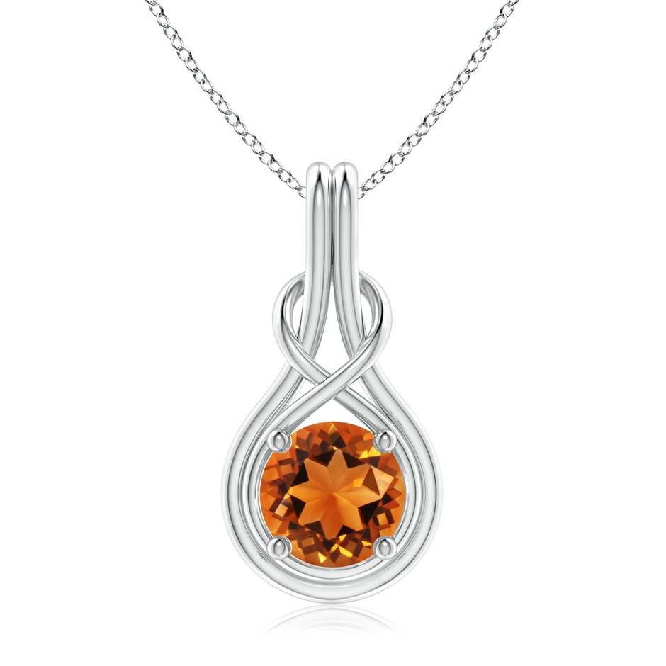 8mm AAAA Round Citrine Solitaire Infinity Knot Pendant in P950 Platinum 