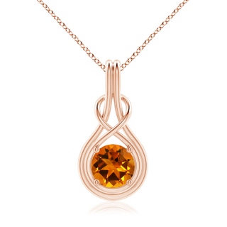 7.12x6.95x4.70mm AAAA GIA Certified Citrine Solitaire Infinity Knot Pendant in 18K Rose Gold